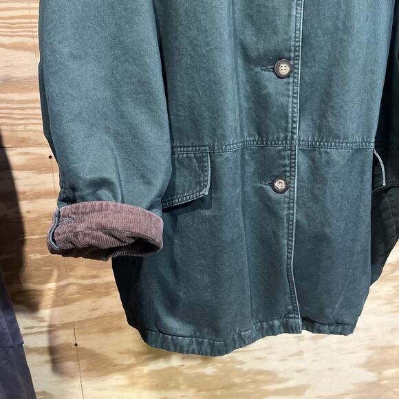 Vtg St. John's Bay Flannel Lined Corduroy Trim Chore Barn Jacket Green Size 3X - Picture 8 of 16